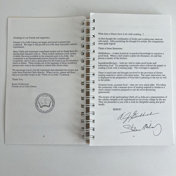 Chefs of La Jolla Cookbook First Edition 1993 Signed A.J Goodhead Steve Mihaly - Picture 6 of 14